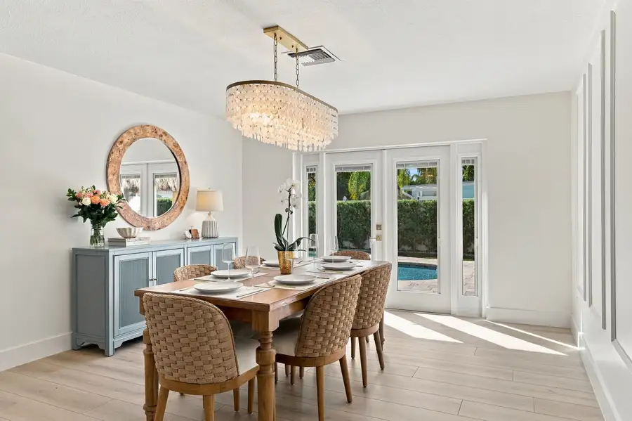 Dining room with French doors to the pool